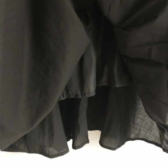 Stephanie Rogers Dress XL/M*Black Cotton Ruffle Elastic Waist Ties Buttons New - Picture 6 of 8